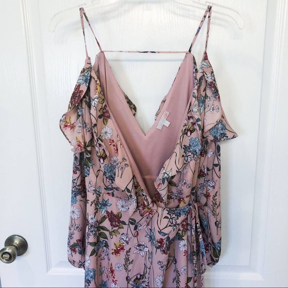 Gianni Bini Floral, High Low, Maxi, Wrap, Cold Shoulder Dress